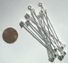 10 65mm Silver Plated Lapel / Stick Pins with Loop